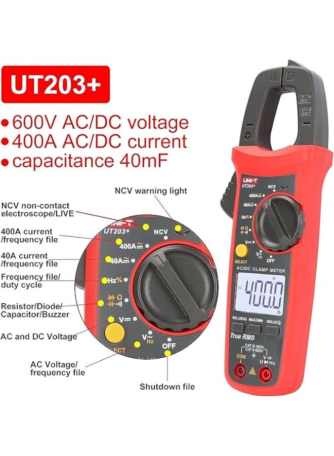UNI-T UT203+ Digital Clamp Meter AC/DC – Professional Current Clamp Multimeter for Voltage, Current, Resistance & Continuity – High Accuracy Electrical Testing Tool - Image 4